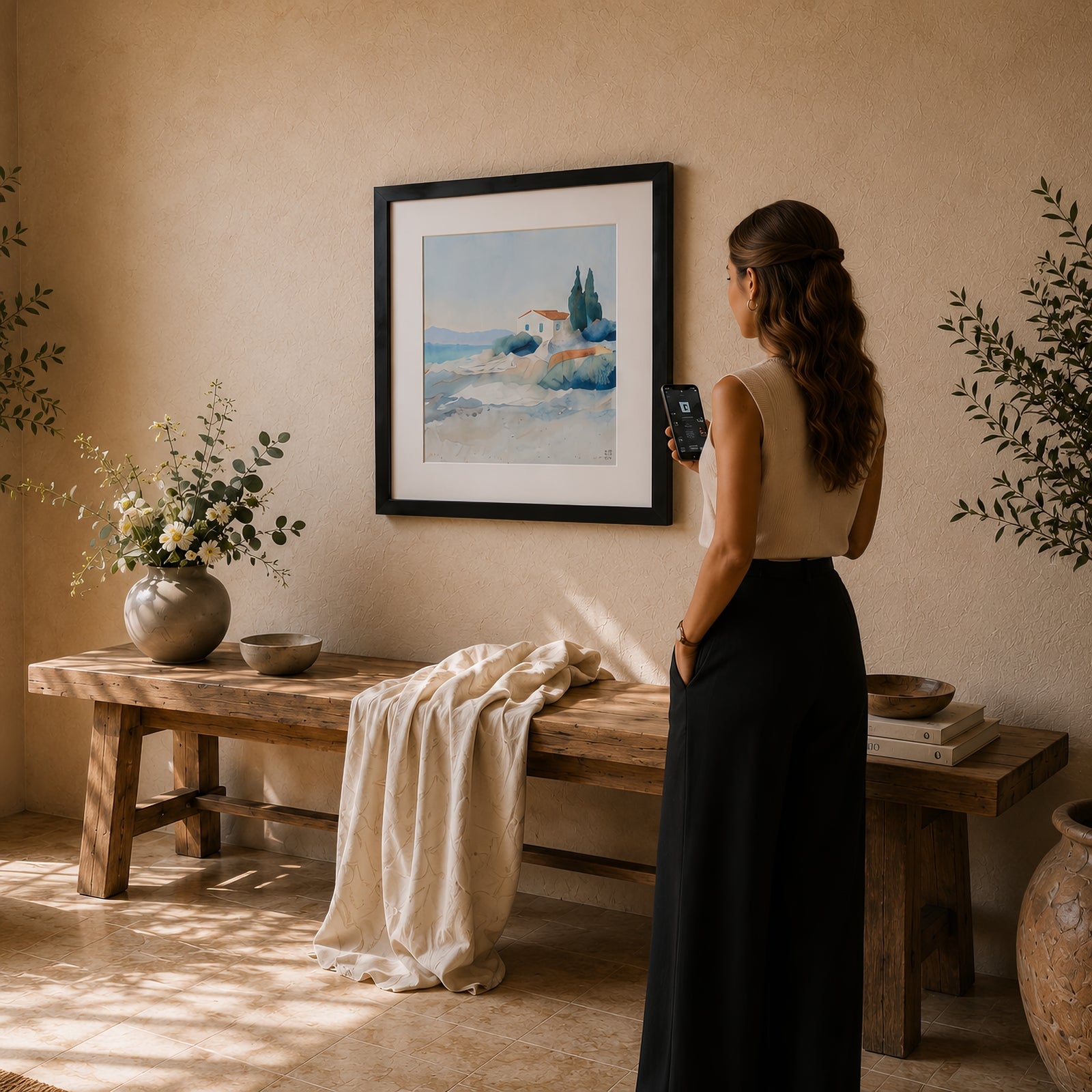 FrameOasis framed artwork in a room with its song hidden inside the composition